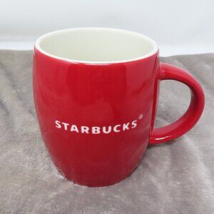 Starbucks Collectors Item 2011 Red Barrel Ceramic Coffee Mug Laser Engraved 15oz